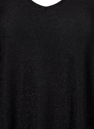 Brokatowa bluzka z bufiastymi rekawami, Black Black, Packshot image number 2