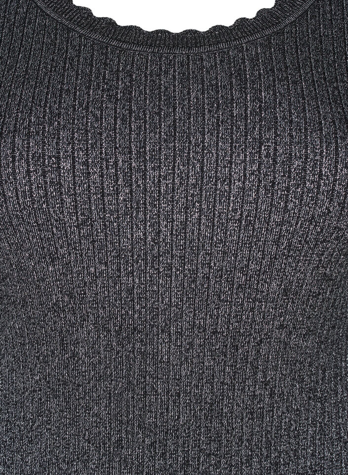 Dopasowana dzianinowa bluzka z brokatowa nitka, Czarne, Packshot image number 2