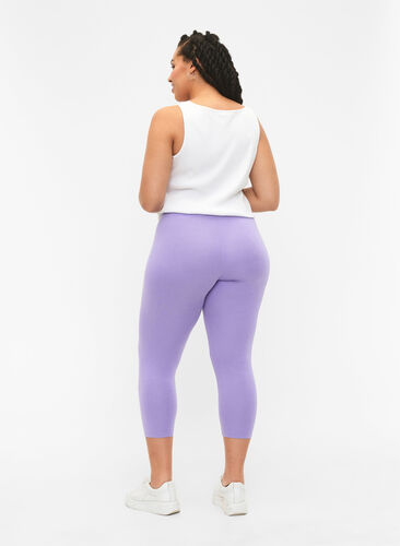 3/4-length wiskozowe legginsy w stylu basic, Violet Tulip, Model image number 1
