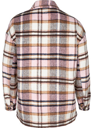 Checkered shirt jacket with chest pockets, Pink Check, Packshot image number 1