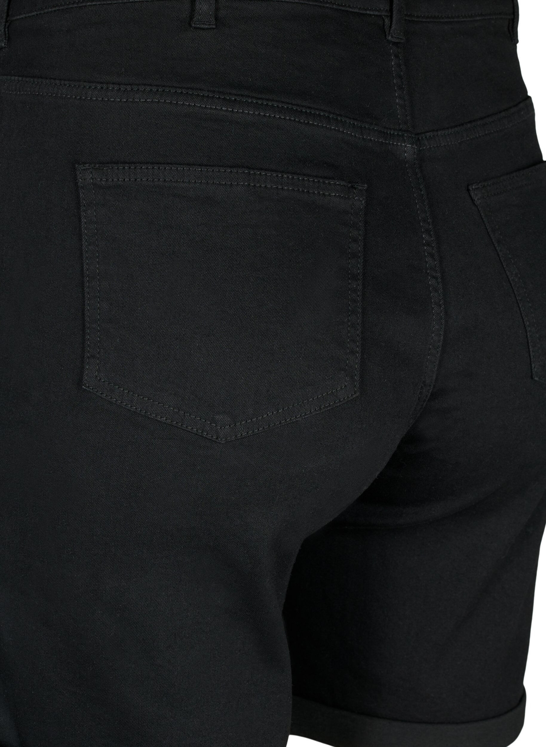 Zizzi Obcisle szorty jeansowe z wysokim stanem, Black, Packshot image number 3
