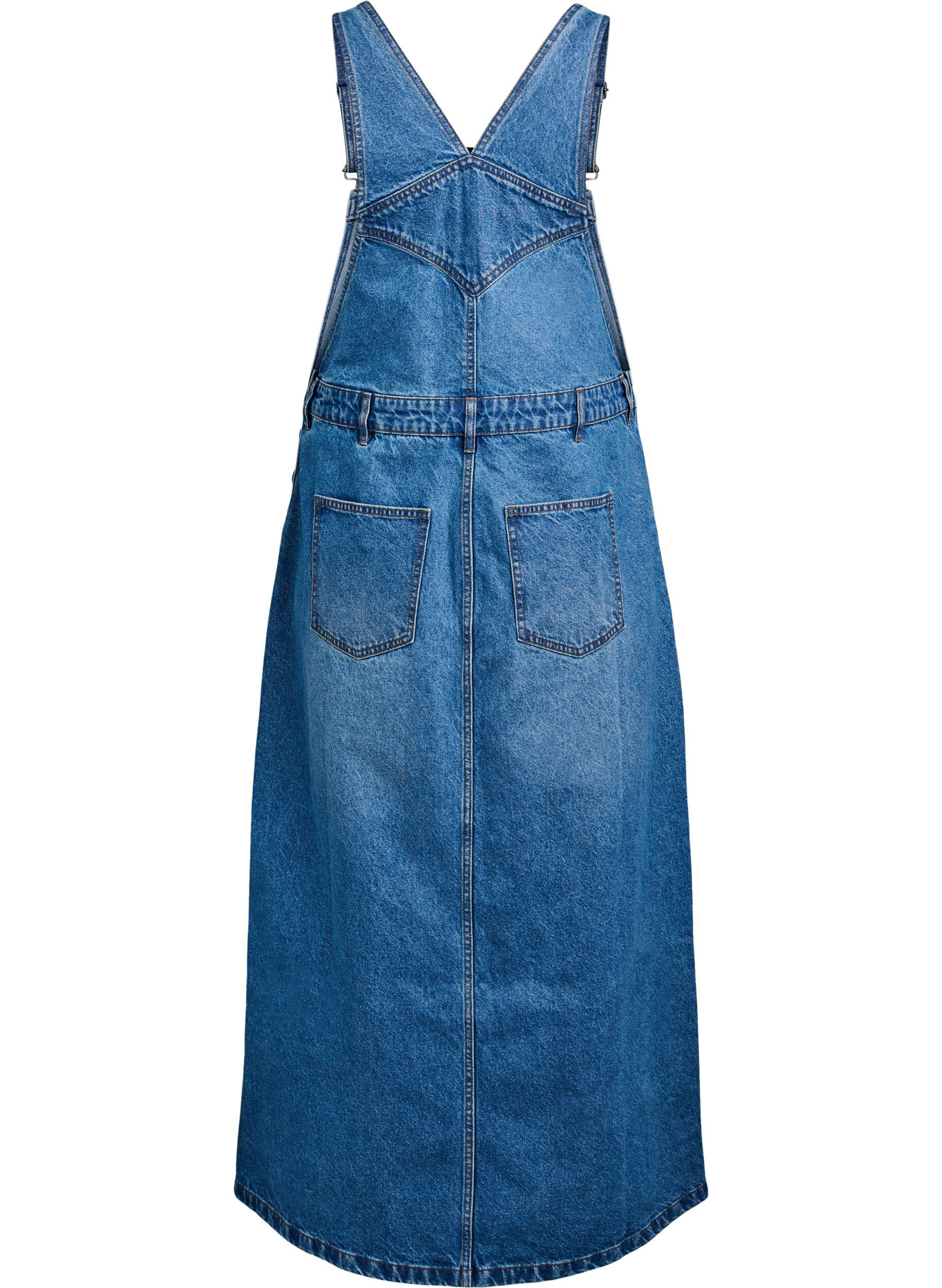 Zizzi Dzinsowa sukienka midi, Blue Denim, Packshot image number 1