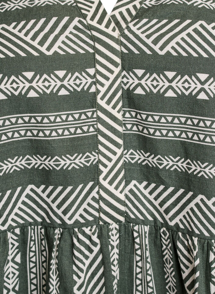 Krótka sukienka z graficznym nadrukiem i rekawami 3/4, Zielony, Packshot image number 2