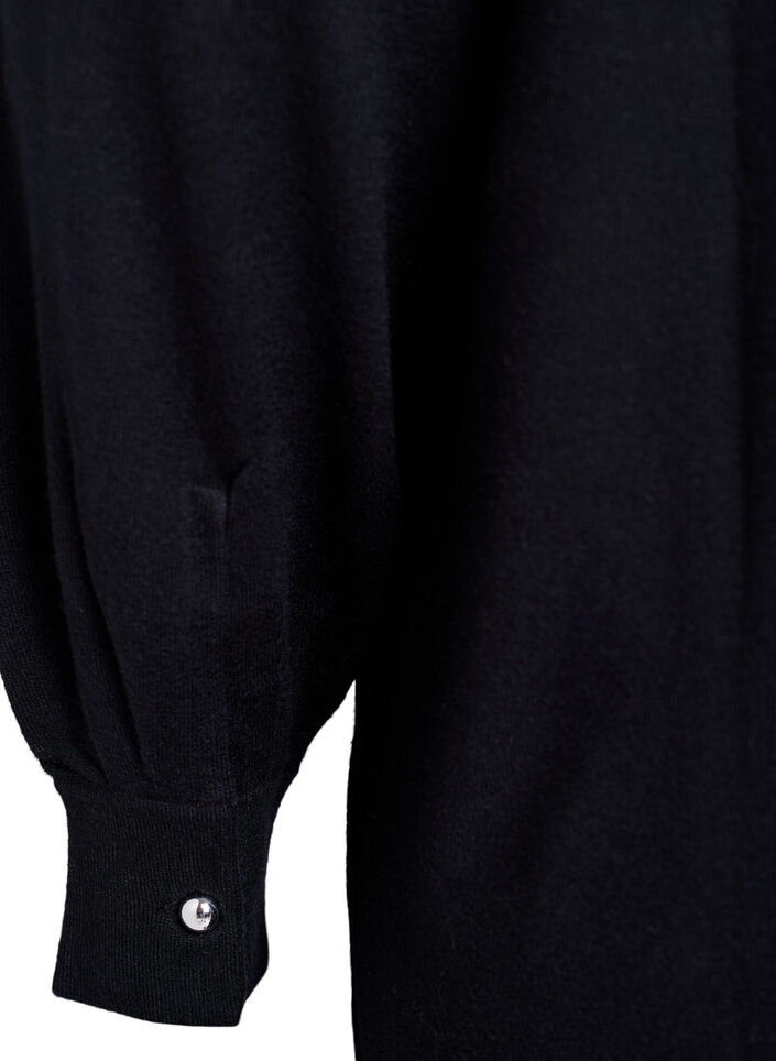 Krótka dzianinowa sukienka z rekawami raglan, Czarne, Packshot image number 3