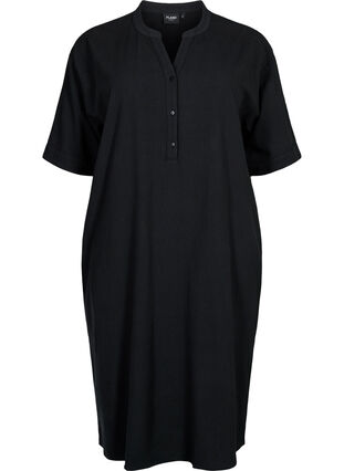 Flash - Bawelniana sukienka midi z krótkim rekawem, Black, Packshot image number 0