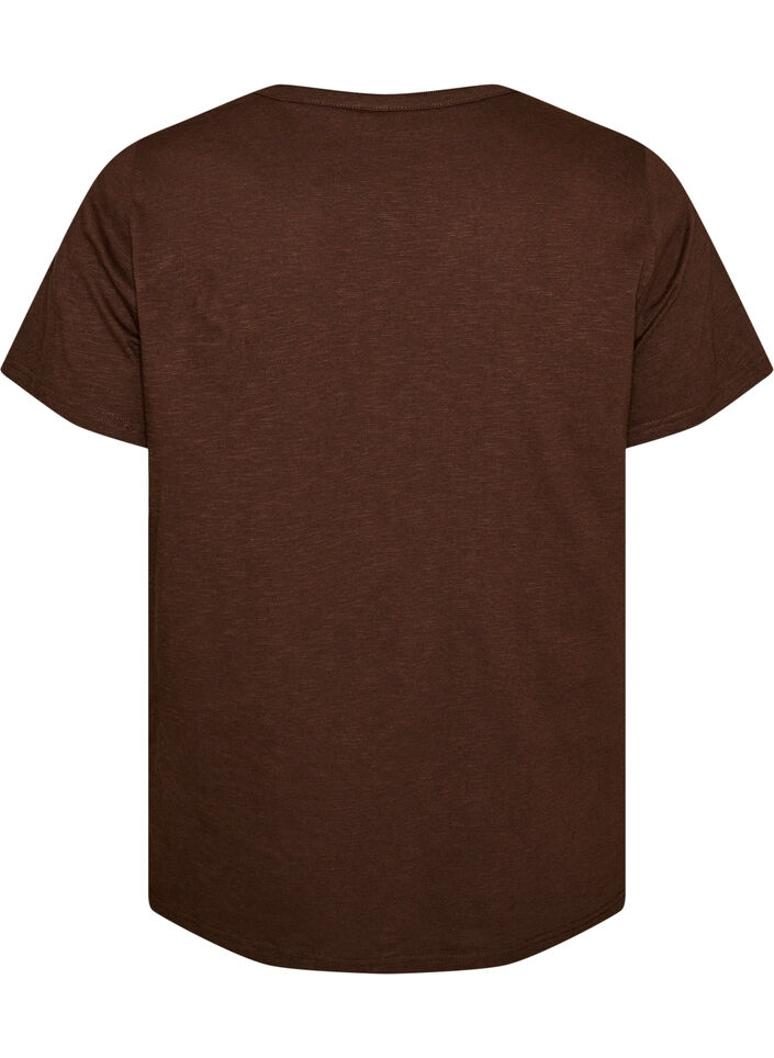 T-shirt z guzikami, Brązowy, Packshot image number 1