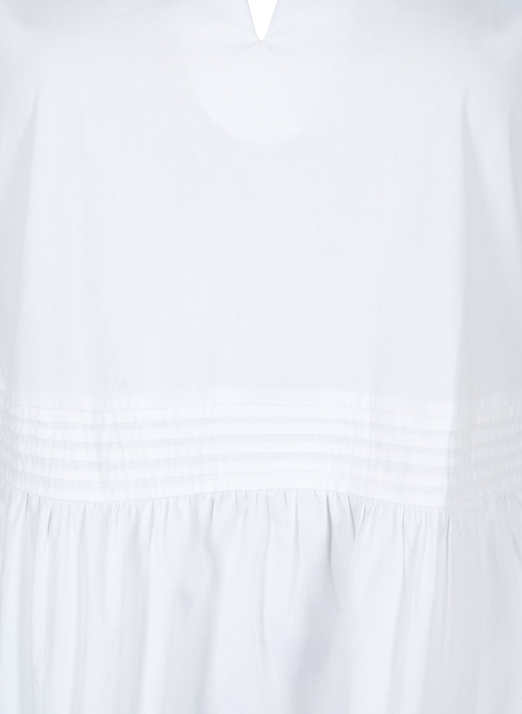 Zizzi Top bez rekaw&oacute;w z zaszewkami i falbankami, Biały, Packshot image number 2