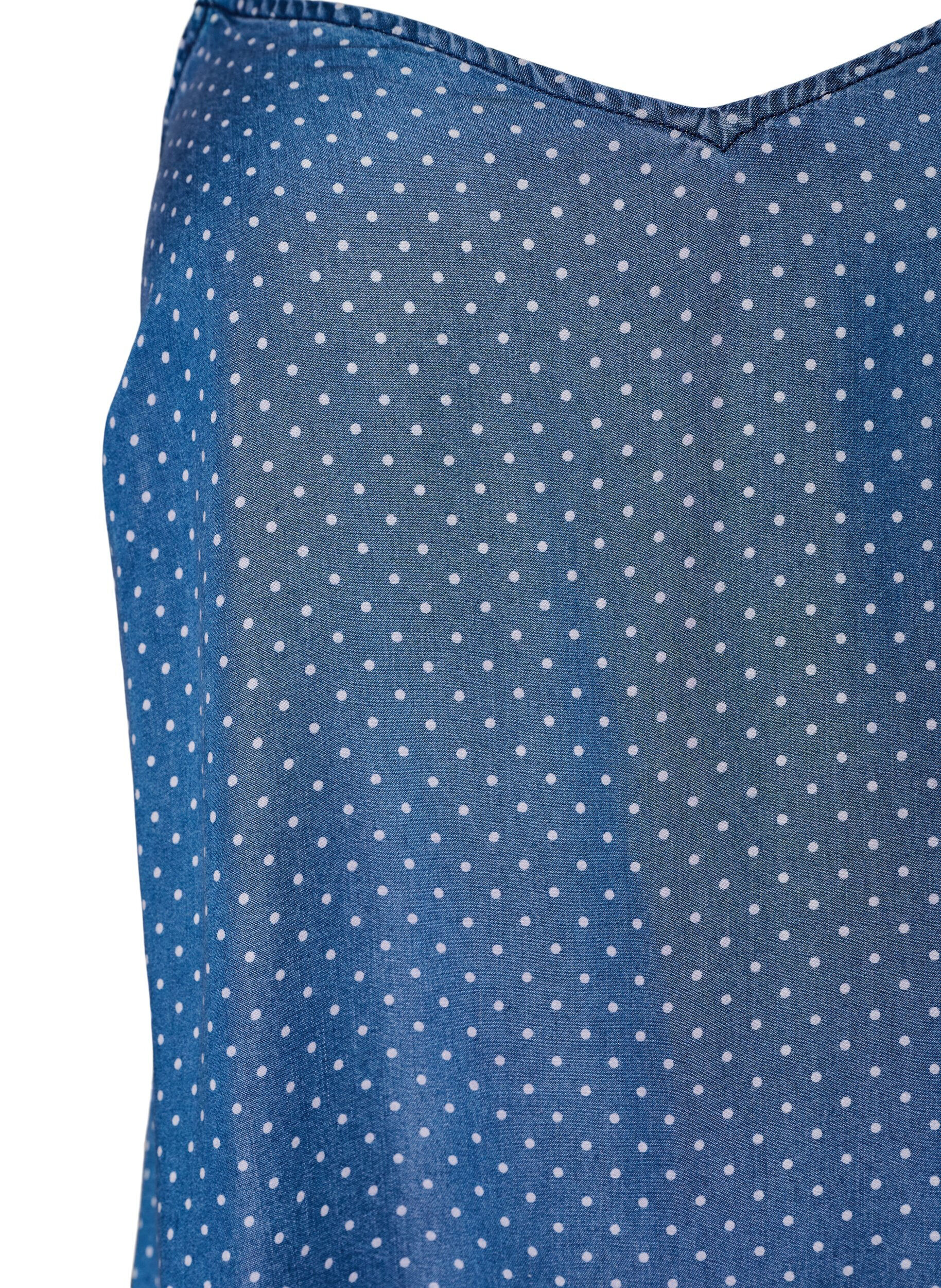 Zizzi Sukienka na ramiaczkach do kolan wykonana z TENCEL&trade; Lyocell o wygladzie denimu, Niebieskie, Packshot image number 2