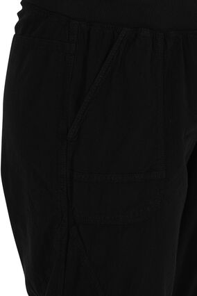 Bawelniane spodnie capri, Black, Packshot image number 2