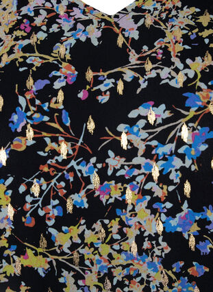Bluzka w kwiaty z dlugimi rekawami i dekoltem w szpic, Black/Vibrant Flower, Packshot image number 2