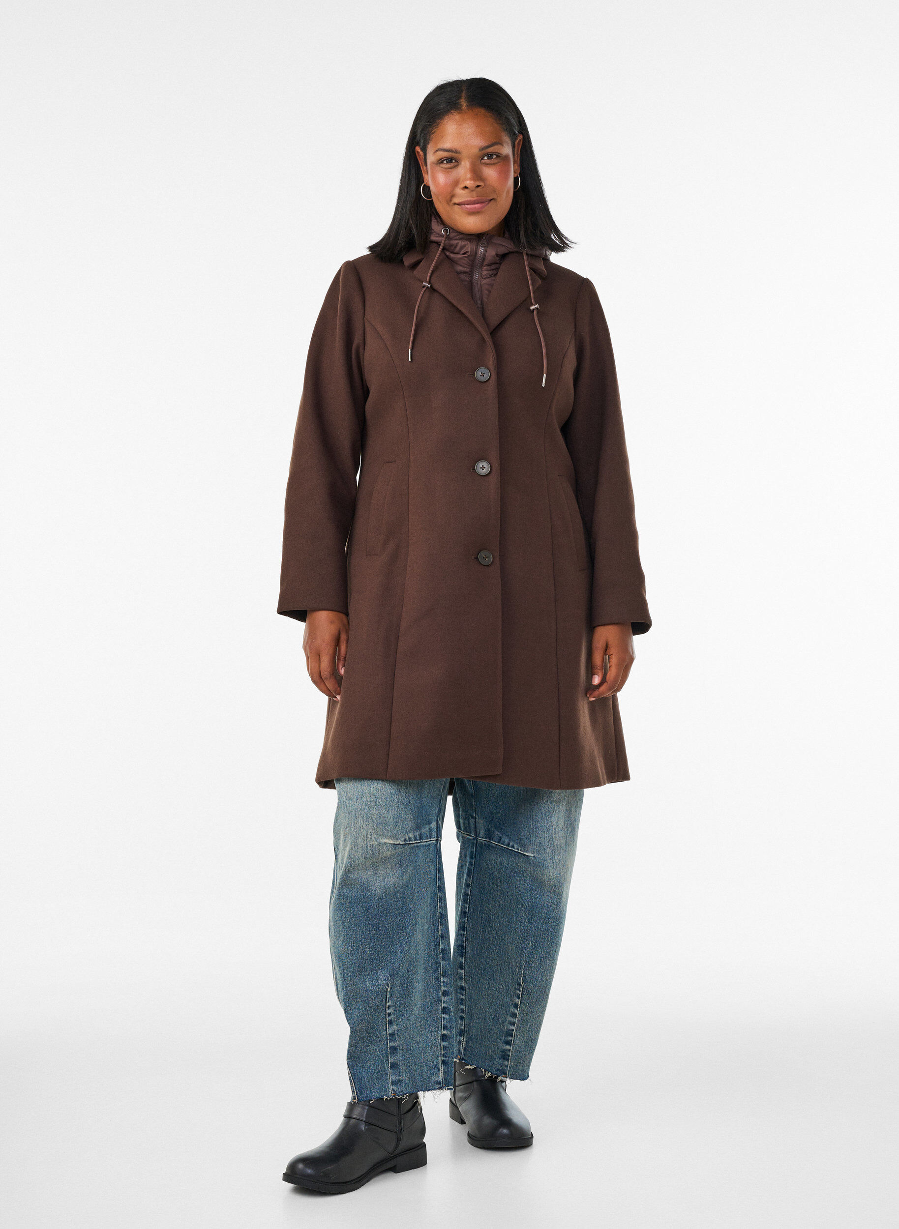 ZizziPlaszcz z wyjmowana podszewka z waty, Brązowy, Model image number 1