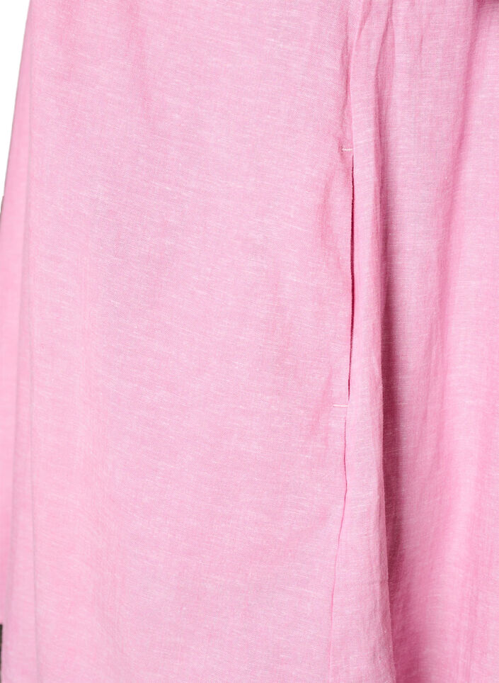 Linen and viscose tunic with A-shape, Pink, Packshot image number 3