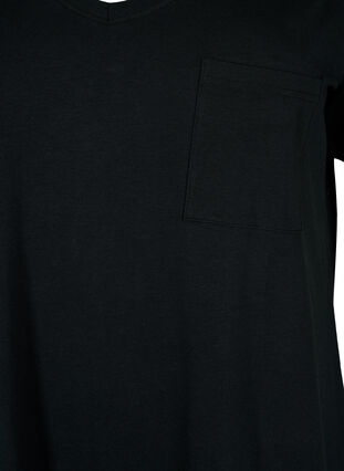 Bawelniana sukienka z krótkimi rekawami i rozcieciem, Black, Packshot image number 2