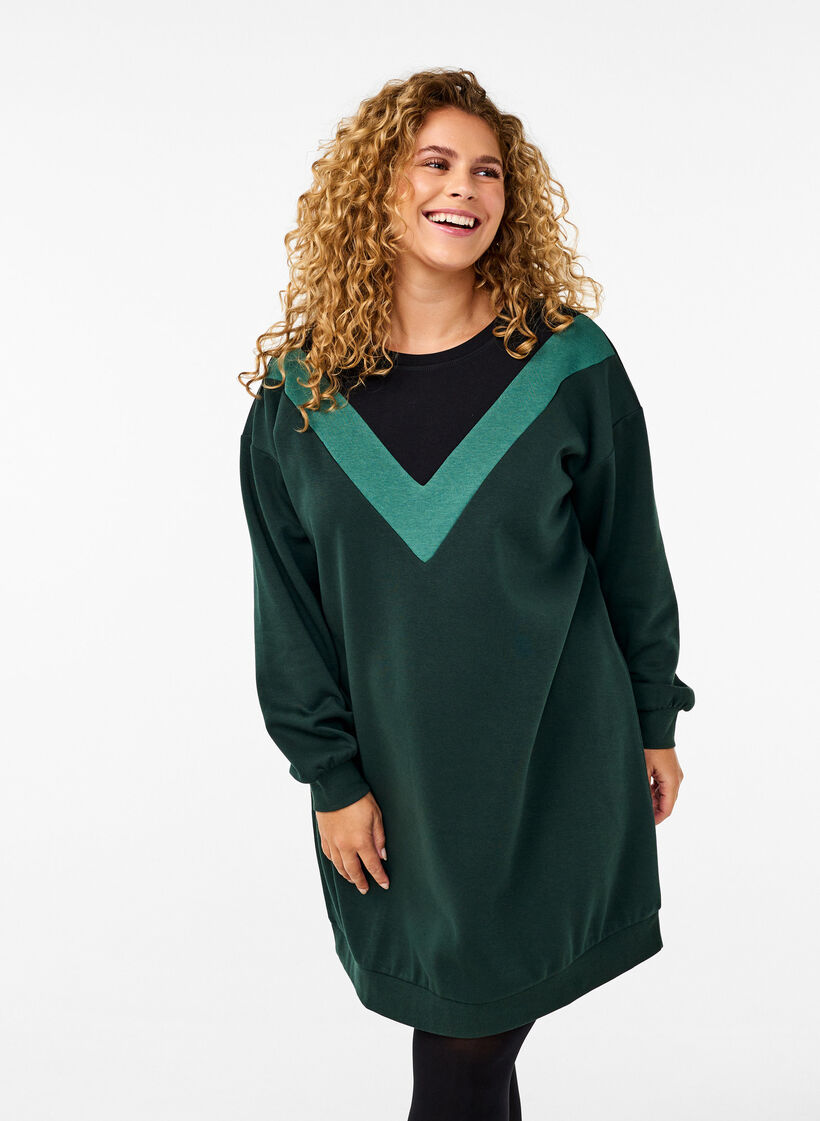 Dluga bluza dresowa w kolorowe bloki, Scarab Color Block, Model image number 0