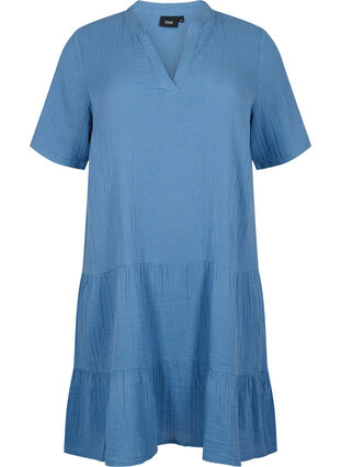 Sukienka z krótkim rekawem wykonana w 100 % z bawelny, Moonlight Blue, Packshot image number 0