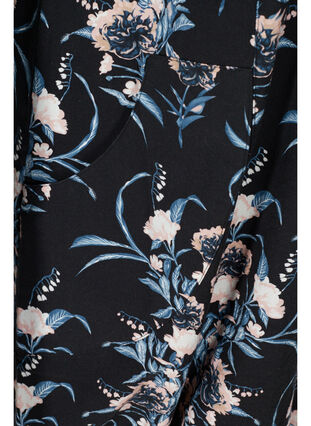 Short-sleeved, printed cotton dress, Black Flower, Packshot image number 3