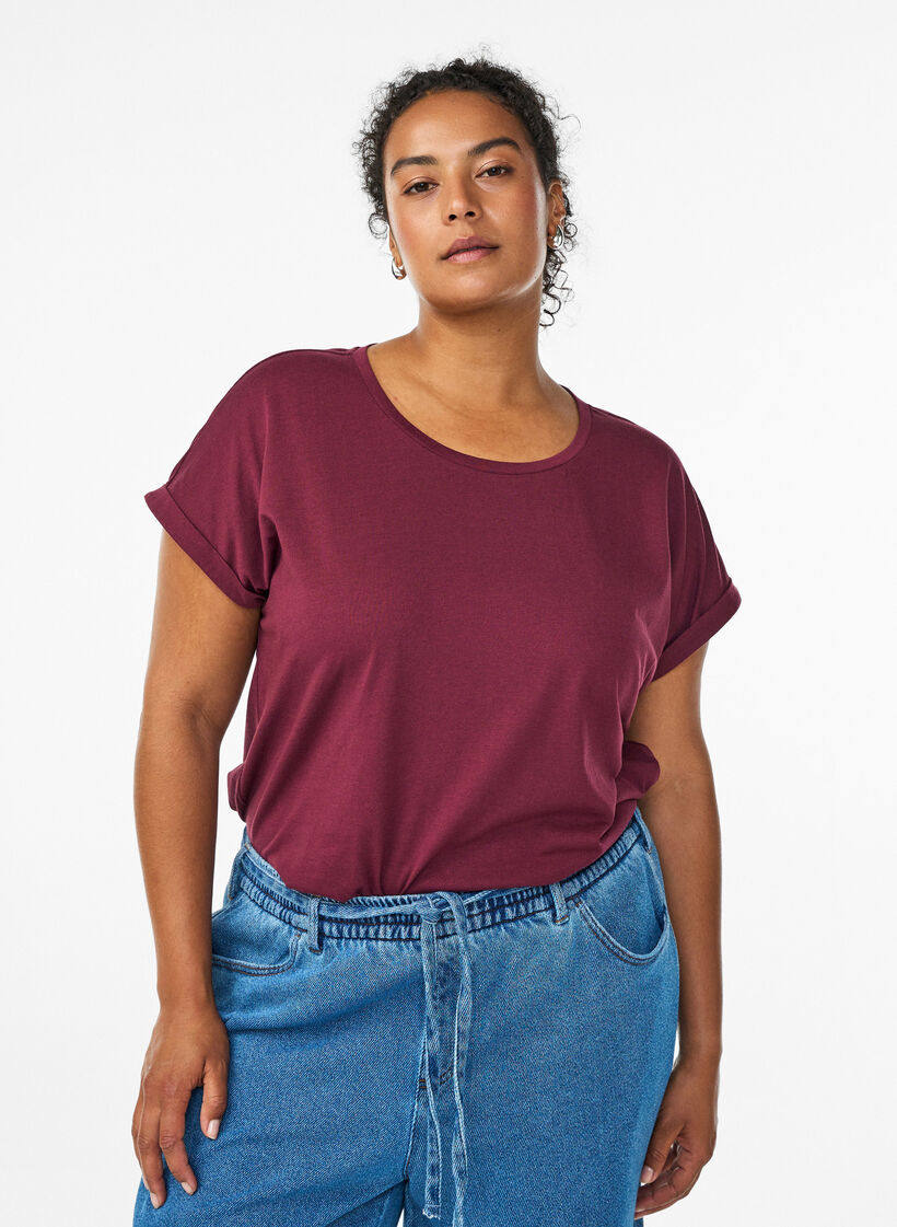Koszulka z kr&oacute;tkimi rekawami wykonana z mieszanki bawelny, Czerwony, Model image number 0