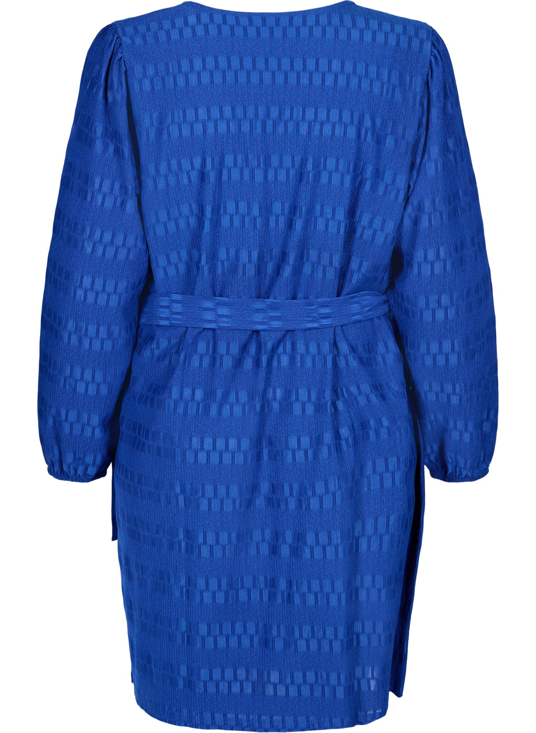 Zizzi Wrap dress with long sleeves, Surf the web, Packshot image number 1