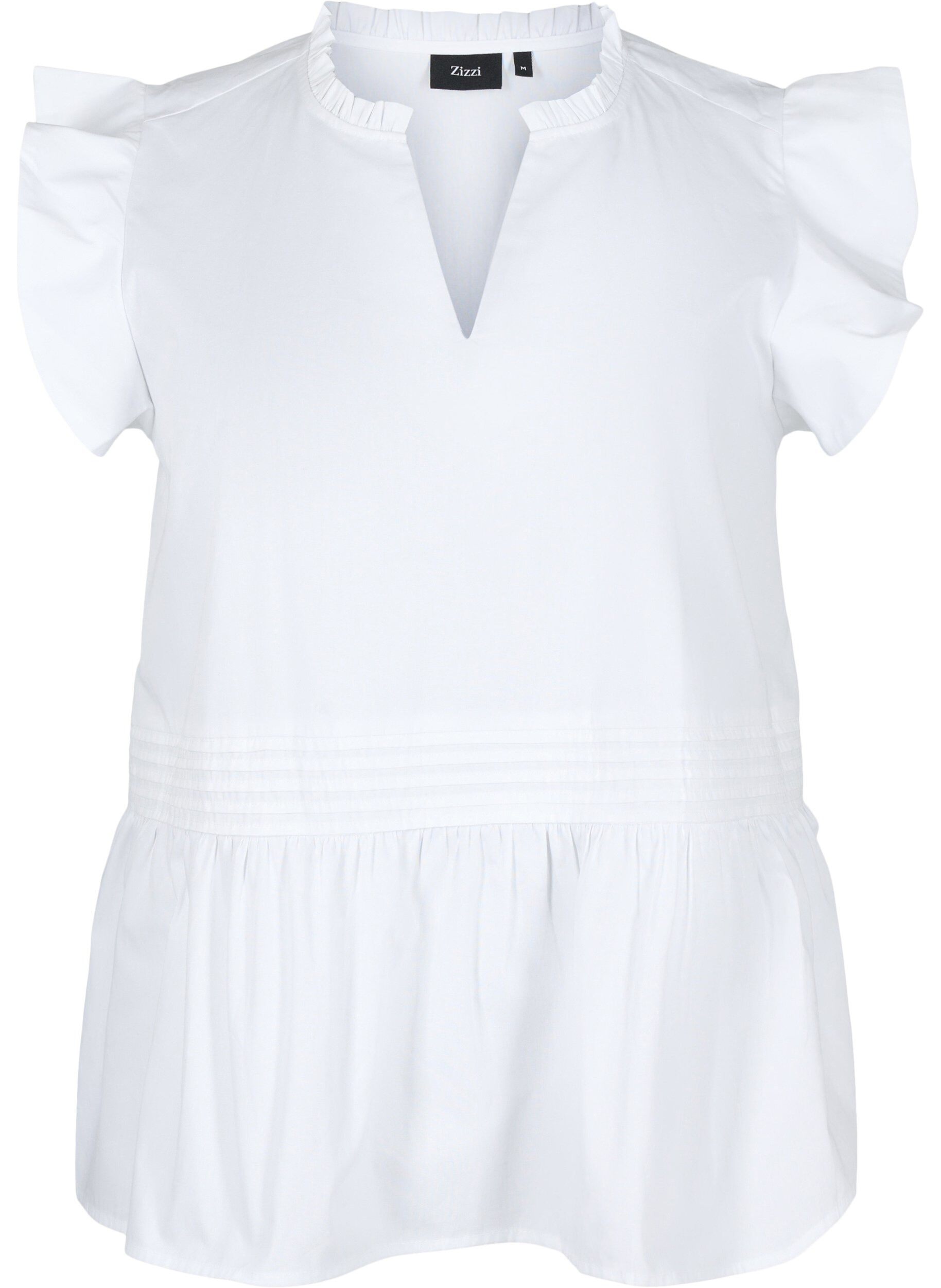 Top bez rekaw&oacute;w z zaszewkami i falbankami