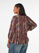 Bluzka z nadrukiem w stylu paisley i koronkowym detalem, Fioletowy, Model image number 2