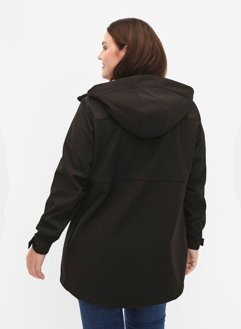 Krótka kurtka softshell z kieszeniami, Black, Model image number 1