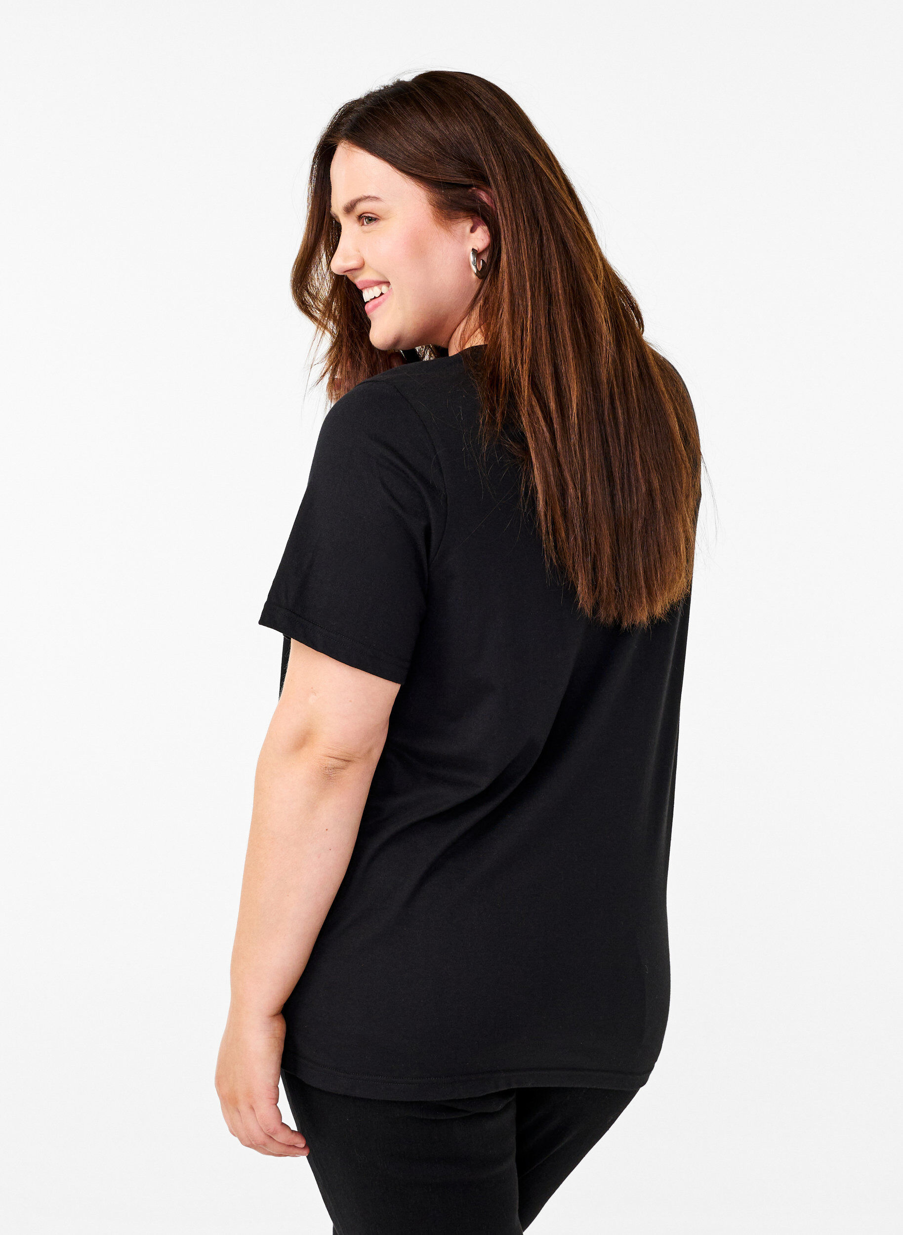 Zizzi FLASH &ndash; koszulka z motywem, Black R. Gold Flower, Model image number 1