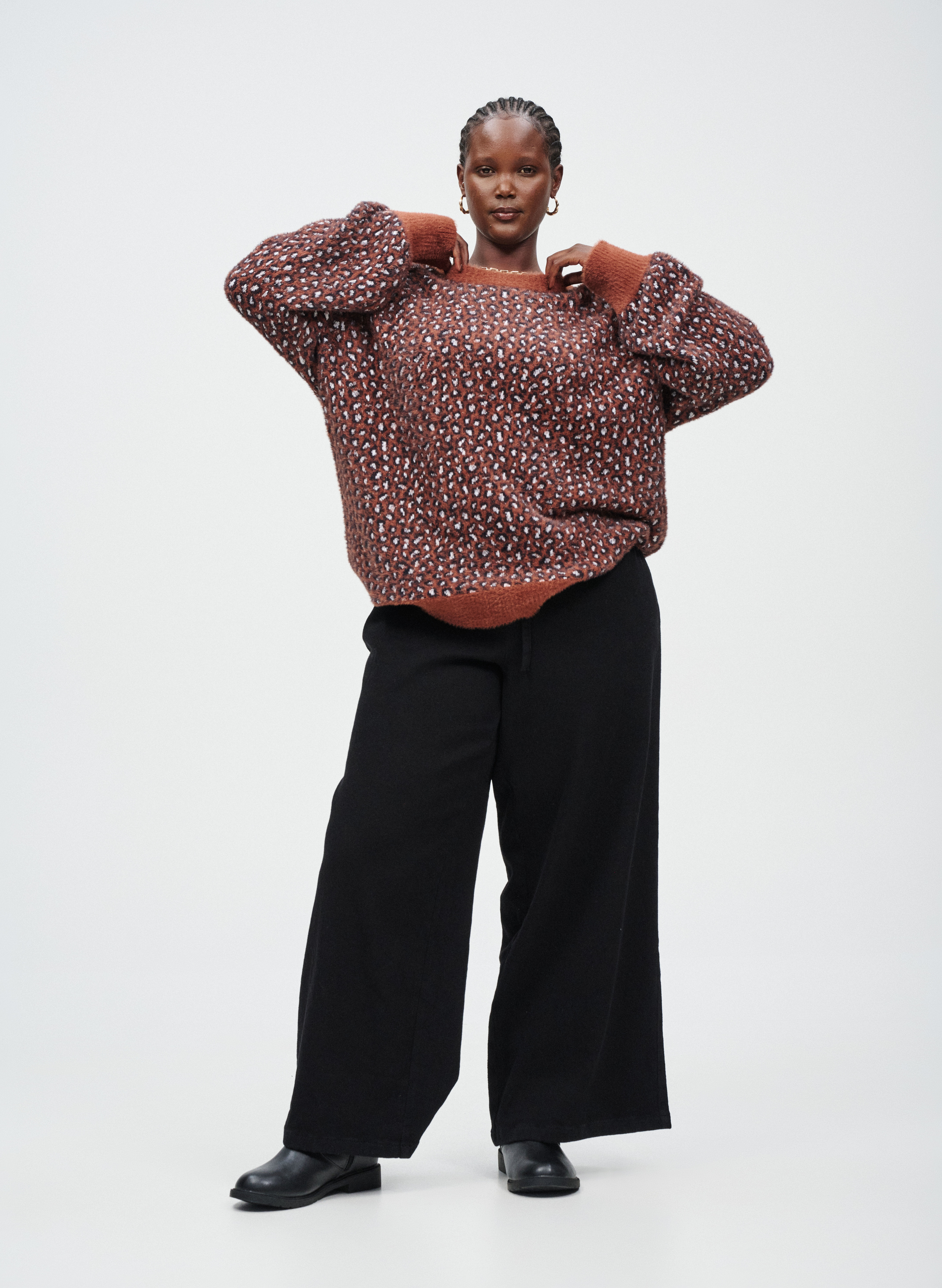 Zizzi Sweter z dzianiny w panterkę, , Model