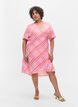Checkered viscose dress with wrap, Pink Check, Model image number 3