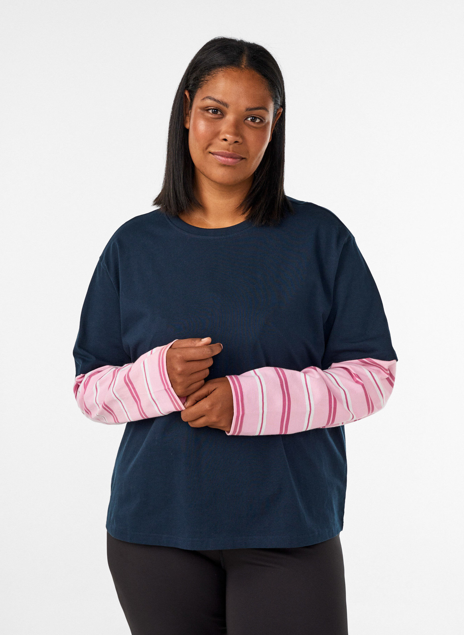 ZizziKoszulka o sportowym, warstwowym wygladzie, Niebieskie, Model image number 0