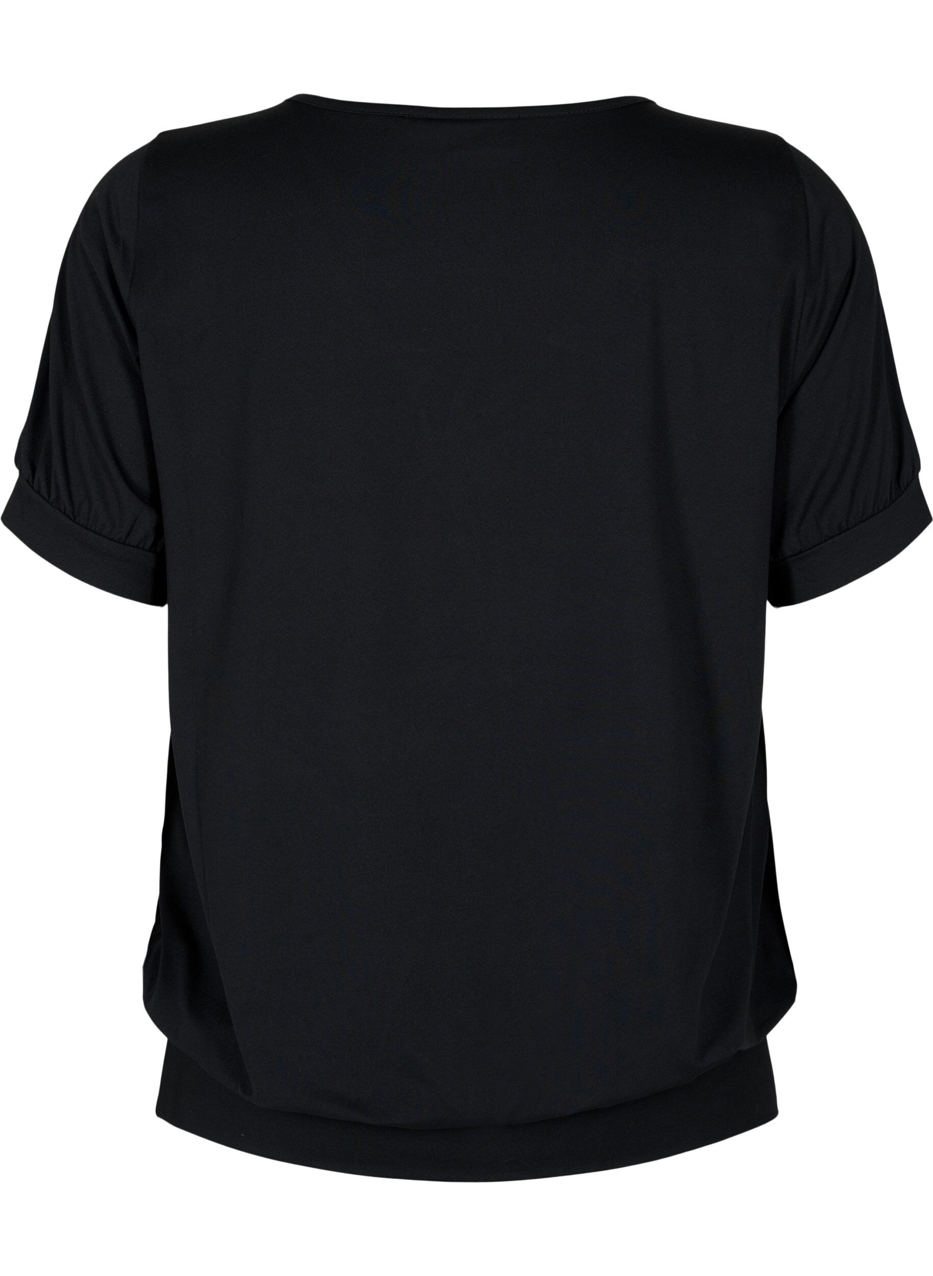 Zizzi Plain workout t-shirt with v-neck, Black, Packshot image number 1