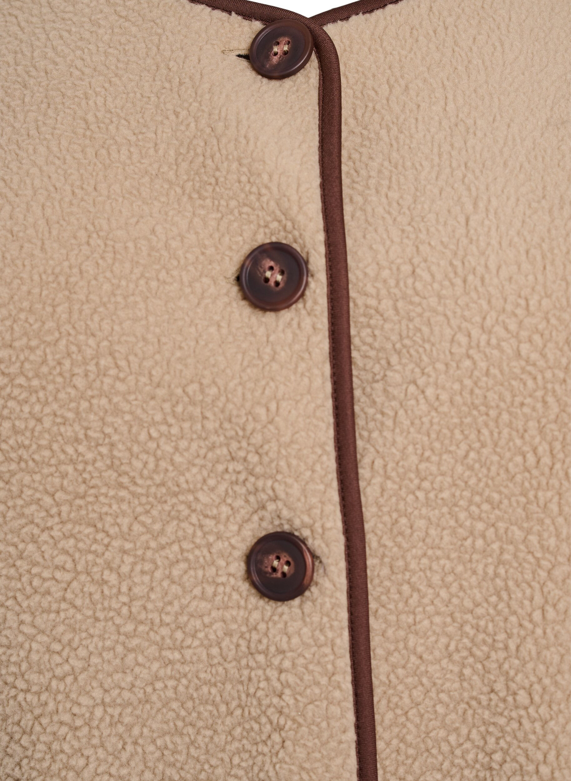 Zizzi Bezrekawnik z polaru Teddy z kontrastowymi wykonczeniami, Beżowy, Packshot image number 2