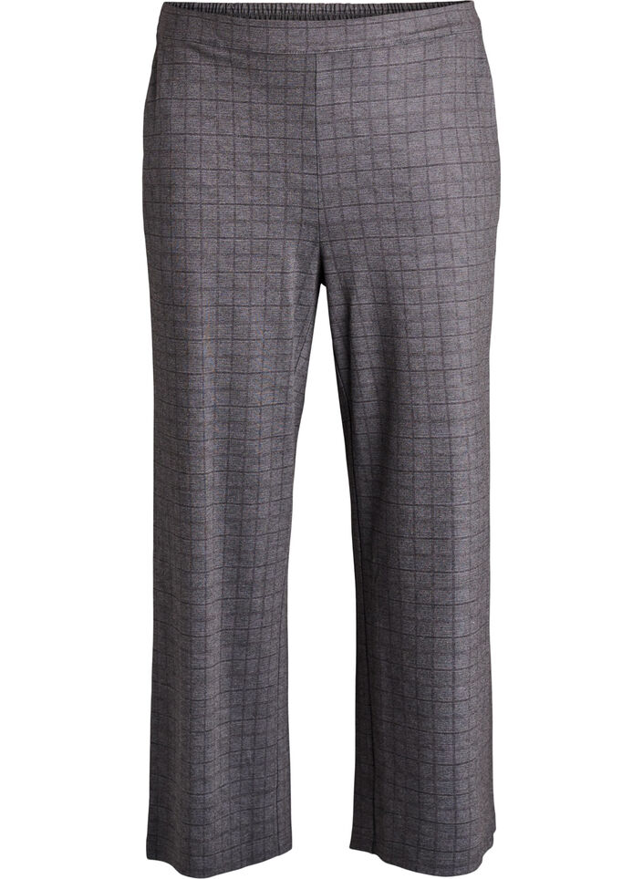 Spodnie w krate z szerokimi nogawkami, Szary, Packshot image number 0