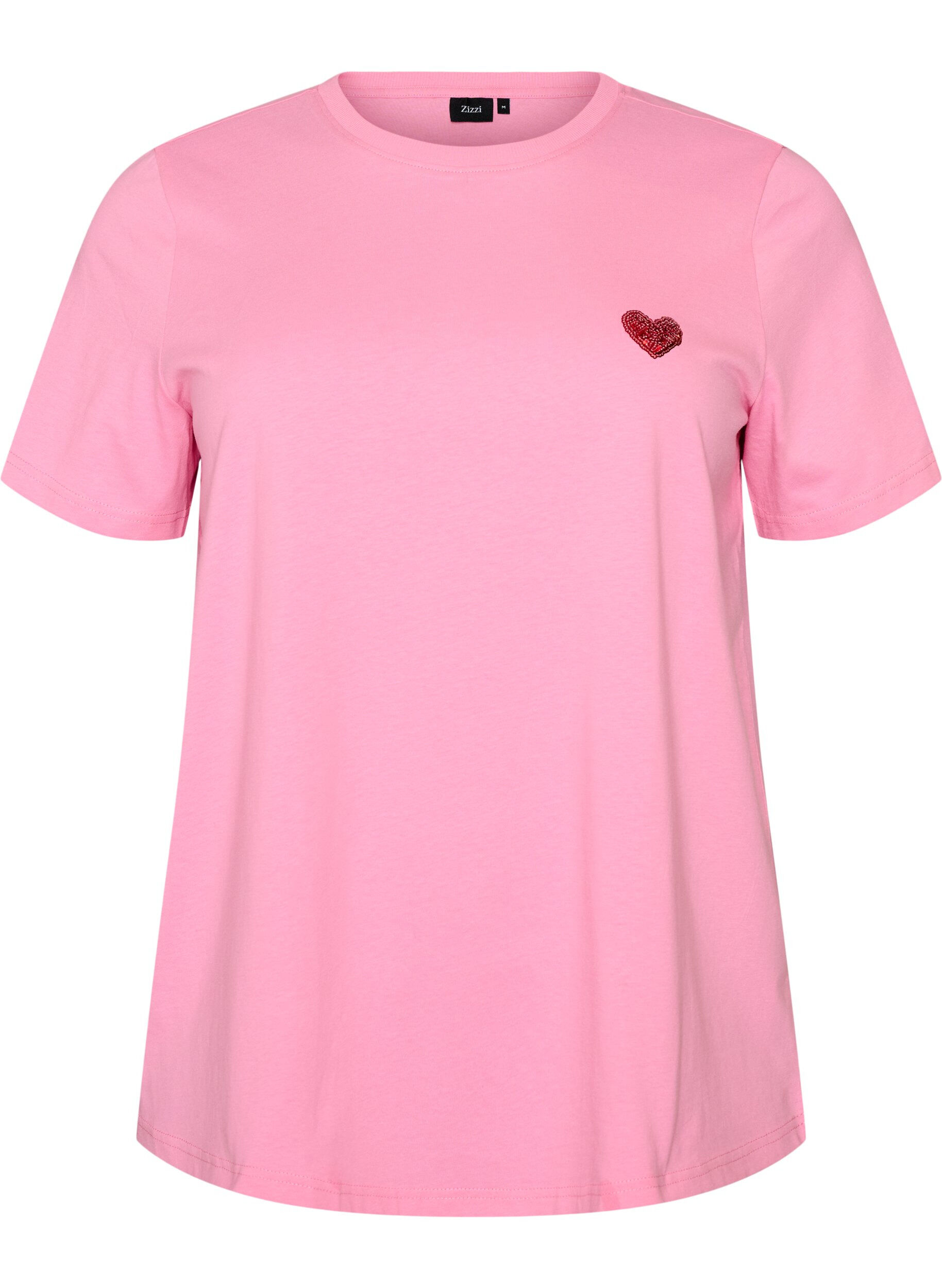 T-shirt z cekinowym serduszkiem i kolorowym nadrukiem na plecach
