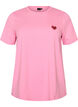 T-shirt z cekinowym serduszkiem i kolorowym nadrukiem na plecach, R&oacute;żowy, Packshot image number 0