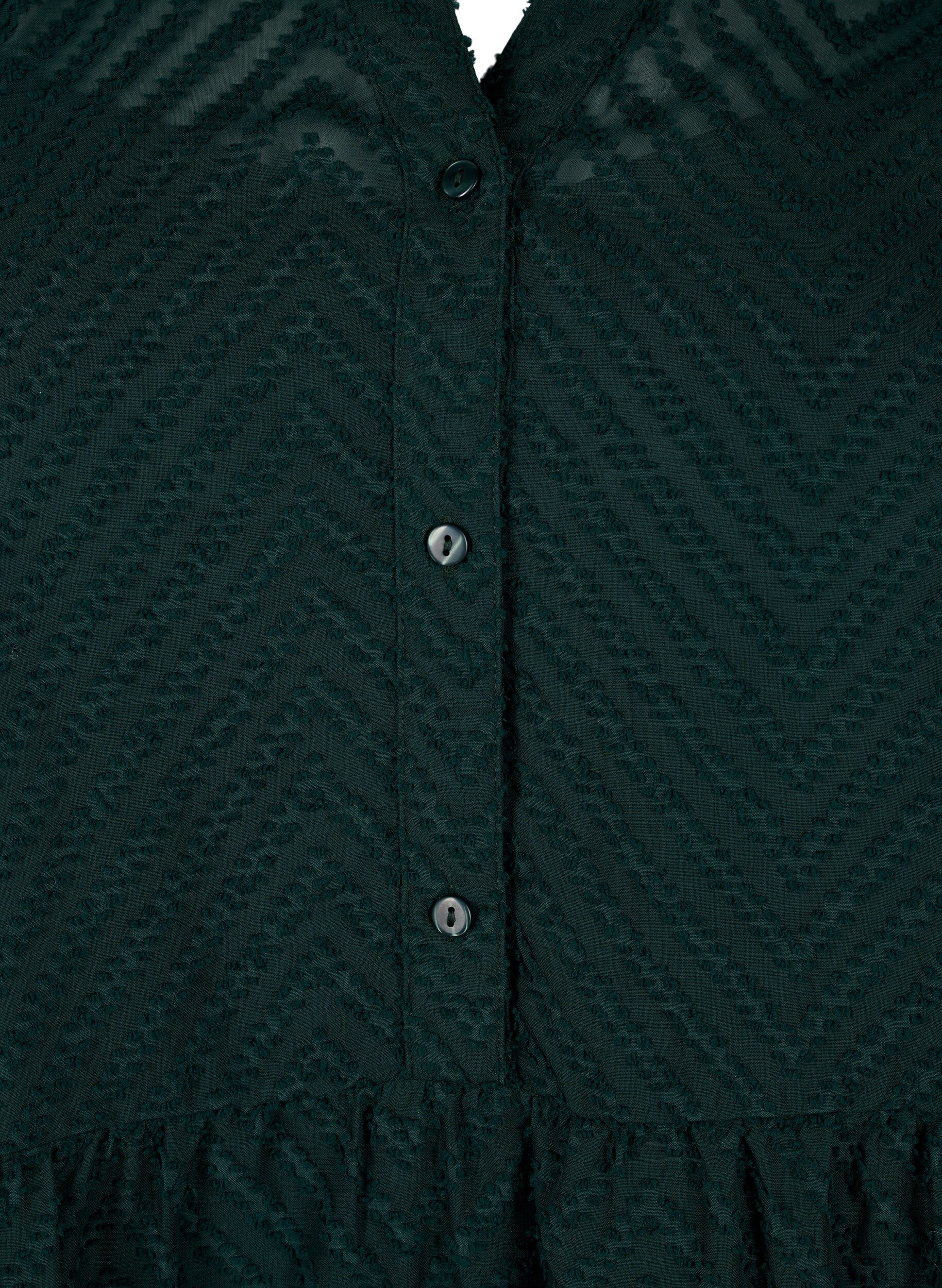 Zizzi Kr&oacute;tka sukienka z faktura i falbaniastym kolnierzykiem, Scarab, Packshot image number 2