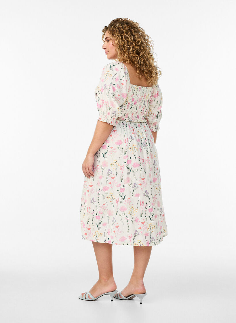 Letnia sukienka z wiskozy w kwiaty, Biały, Model image number 1