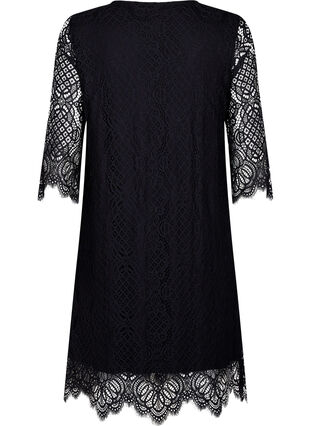 Koronkowa sukienka z rekawem 3/4, Black, Packshot image number 1