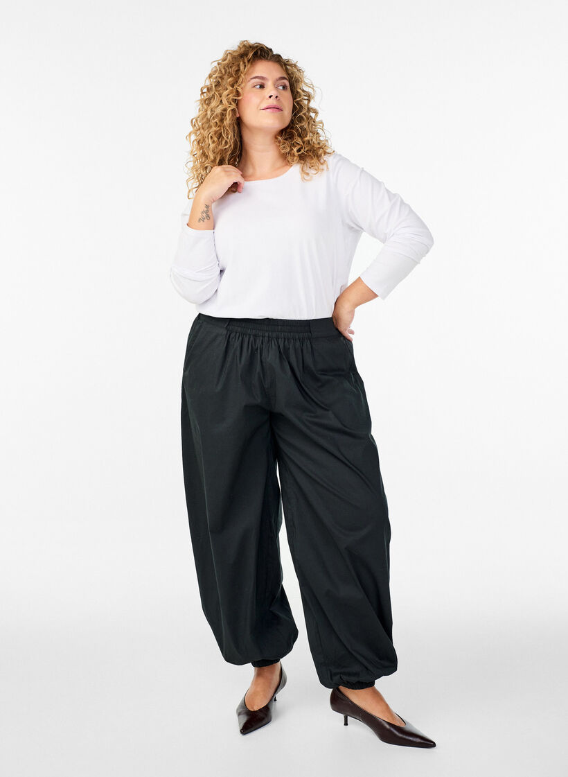 Podstawowy top z dzerseju z dlugim rekawem, Biały, Model image number 1