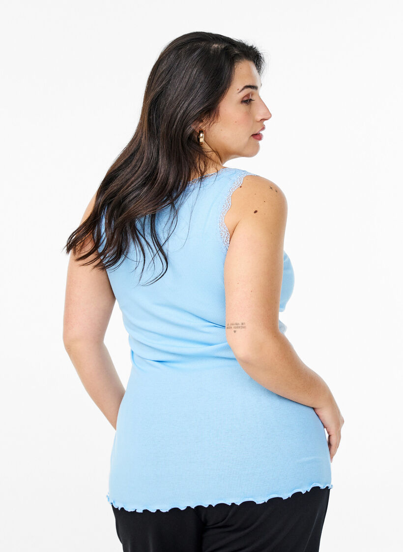 Top z koronkowym wykonczeniem, Niebieskie, Model image number 2