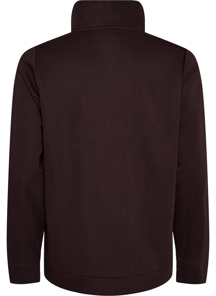 Bluza z wysokim kolnierzem i zamkiem, Brązowy, Packshot image number 1