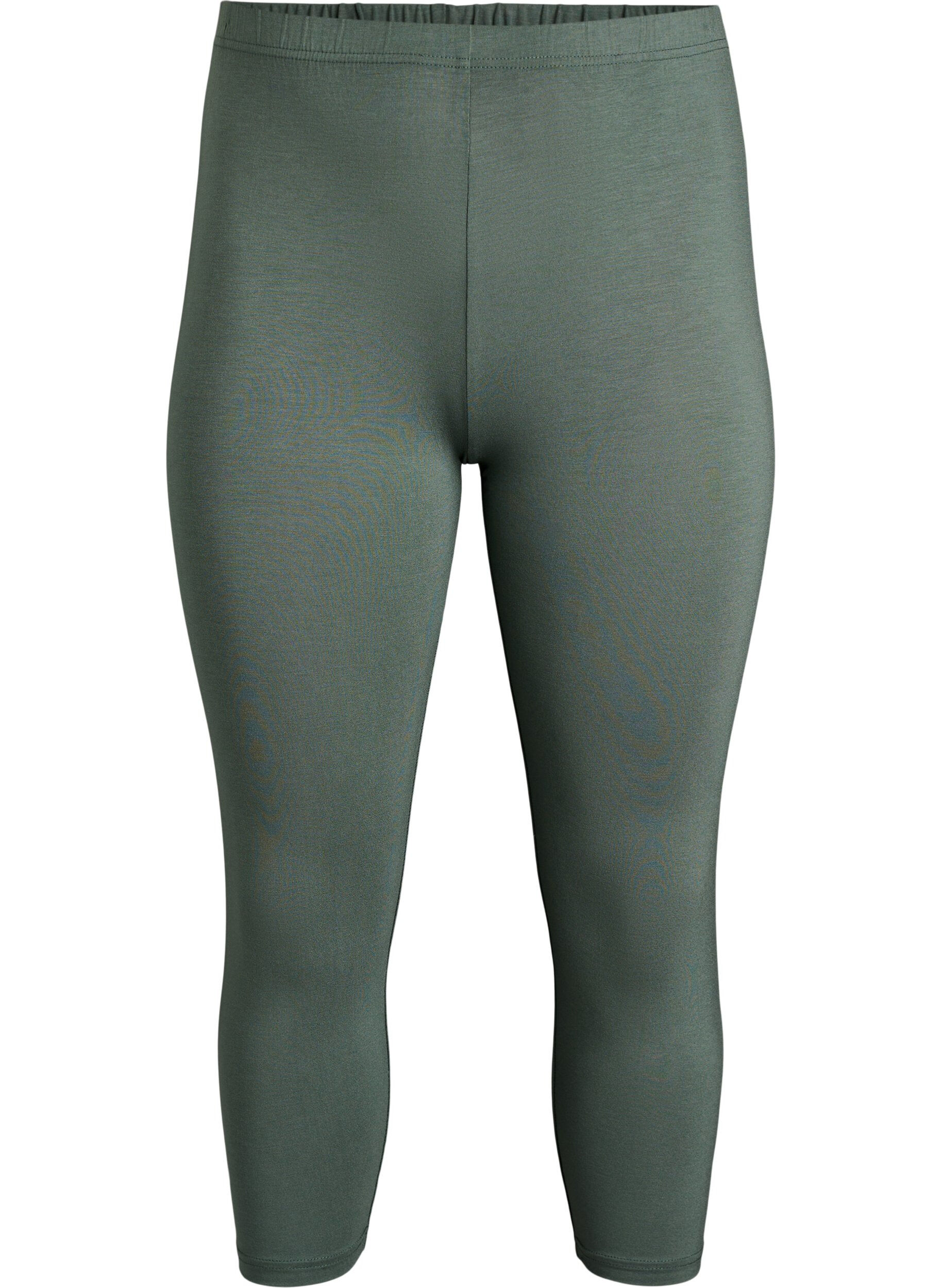 Zizzi Legginsy 3/4 typu basic z wiskozy, Zielony, Packshot image number 0