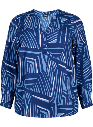 Flash – bluzka z dlugim rekawem i nadrukiem, Medieval Blue AOP, Packshot image number 0