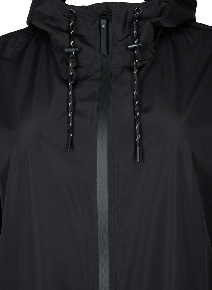Plaszcz przeciwdeszczowy z kieszeniami i kapturem, Czarne, Packshot image number 2
