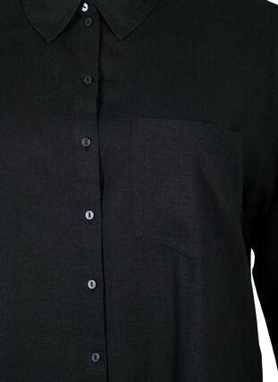 Koszula o przedluzonym kroju z mieszanki lnu i wiskozy, Black, Packshot image number 2