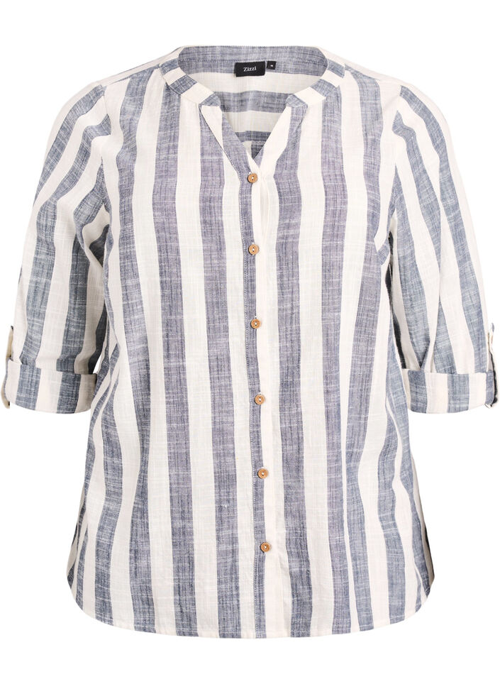 Bawelniana bluzka z dekoltem V, Niebieskie, Packshot image number 0