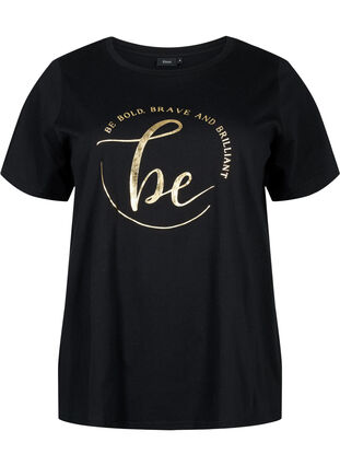 Koszulka z bawelny organicznej z nadrukiem, Black W. Be G. Foil, Packshot image number 0