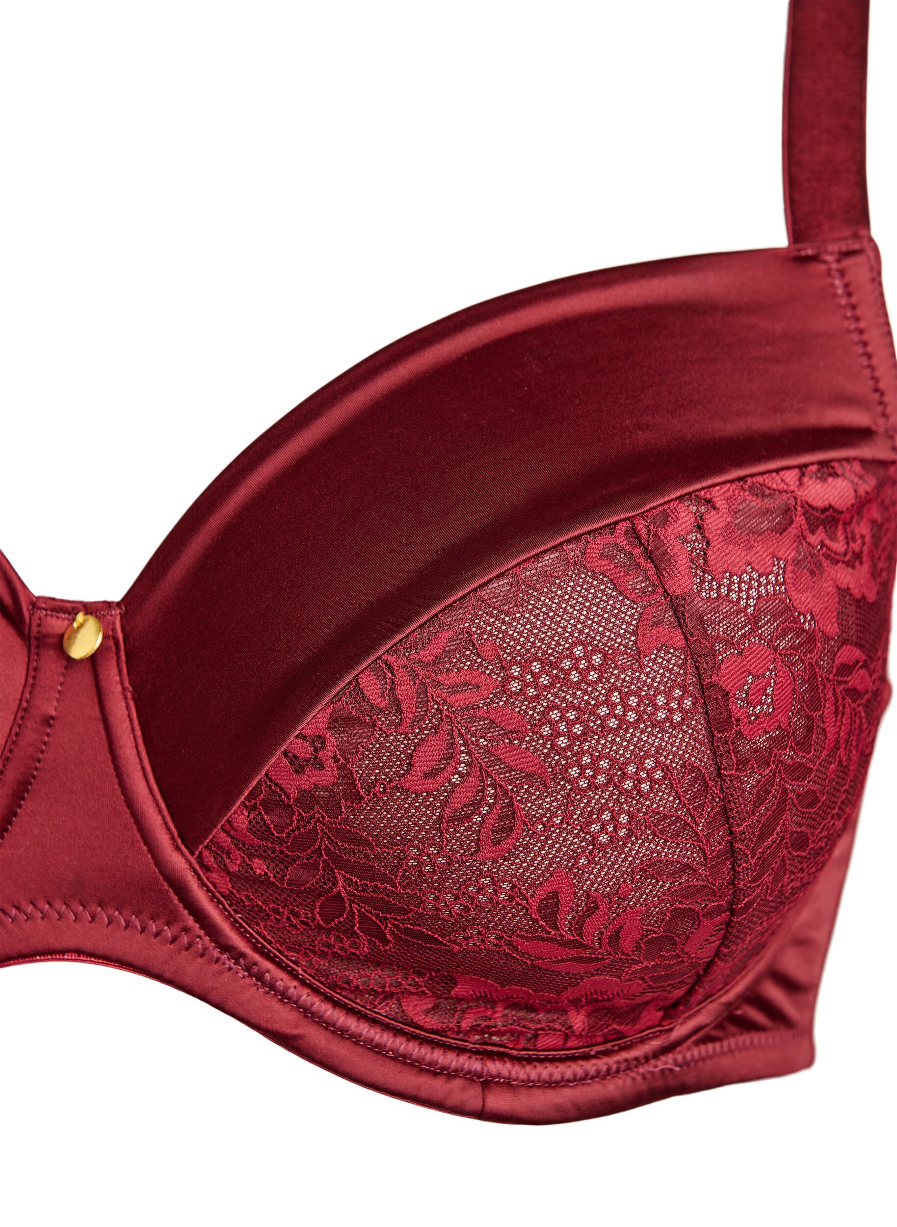 ZizziBiustonosz push-up z wycieciem na biust, wykonany z blyszczacej mikrofibry, Ciemnobordowy, Packshot image number 2