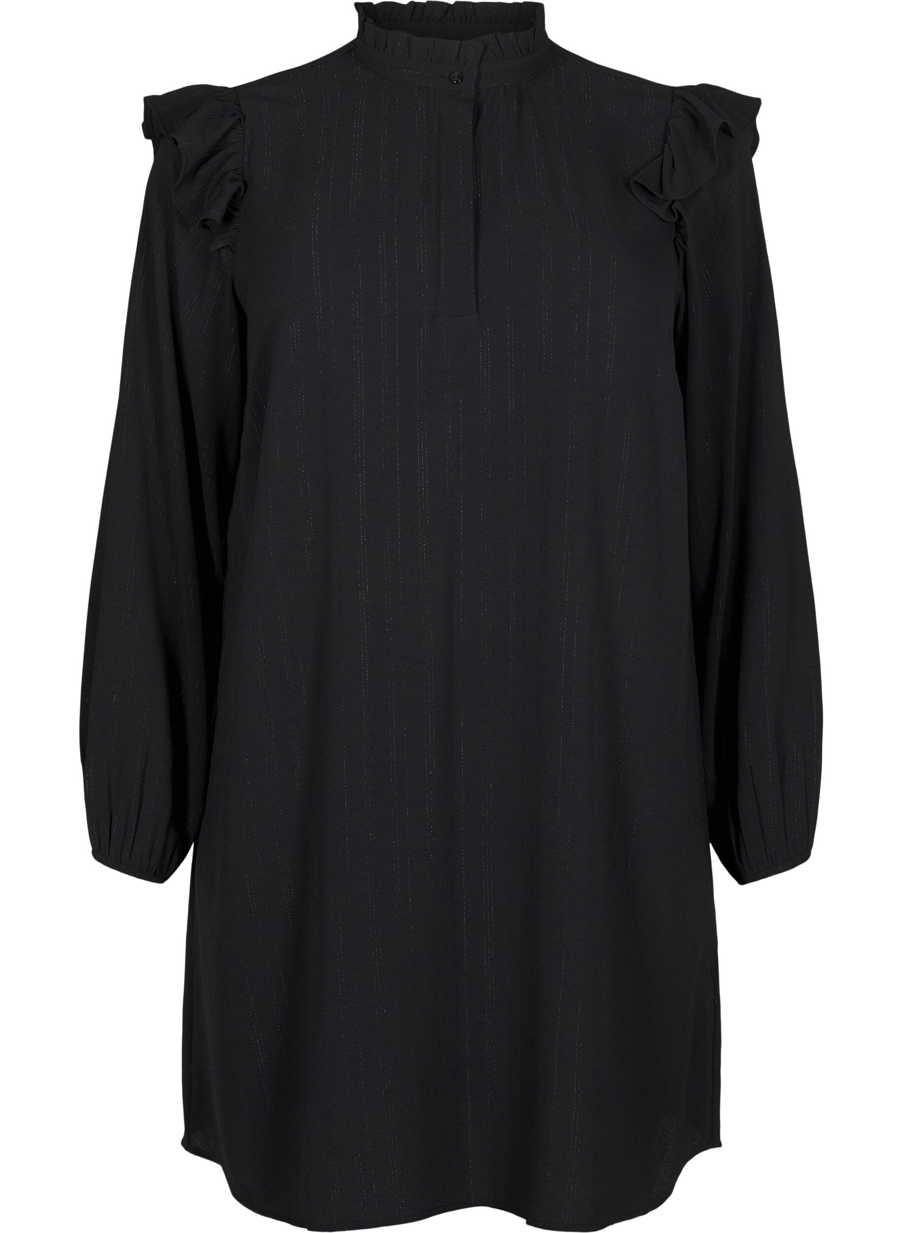 Kr&oacute;tka sukienka z marszczeniami i brokatem