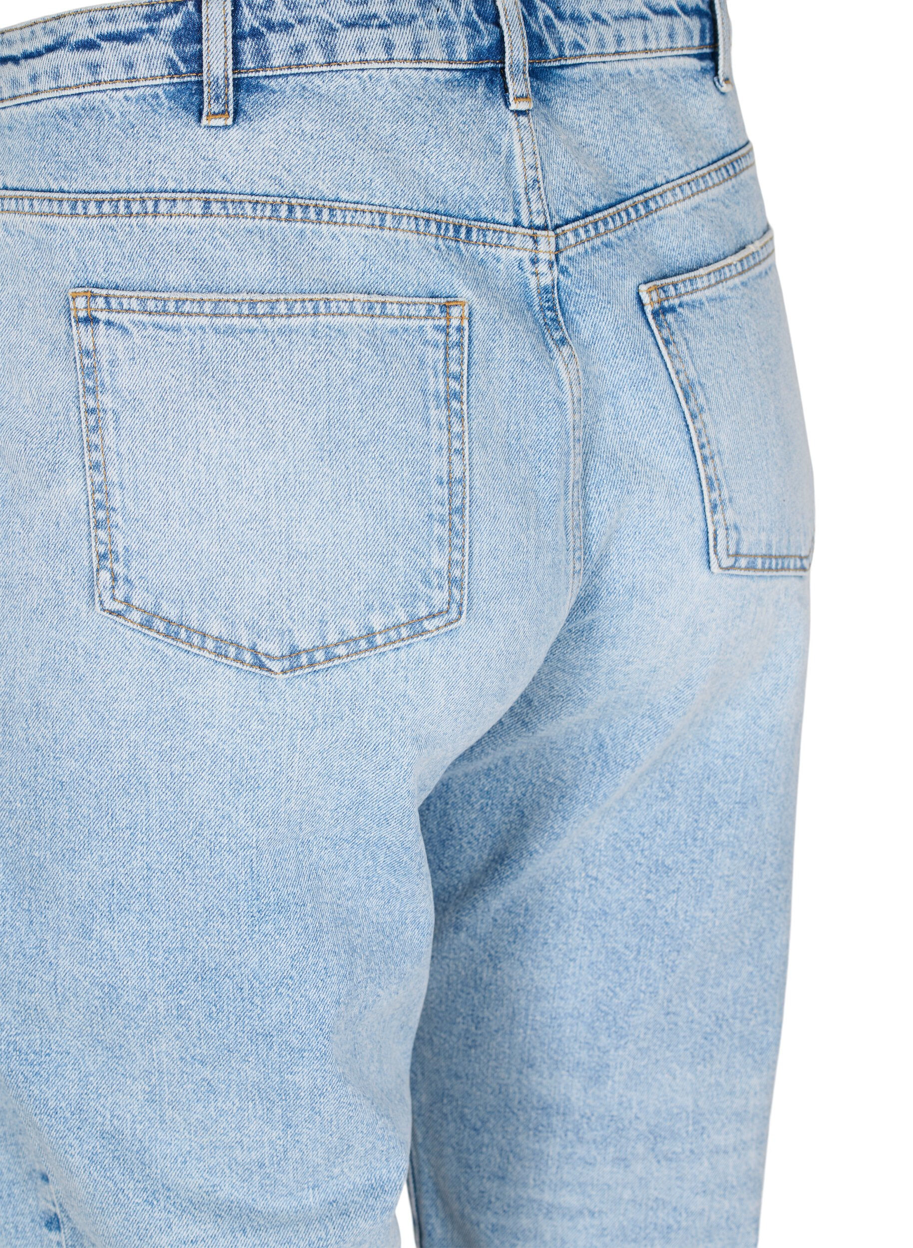 Zizzi Cropped Vera jeans with studs, Light blue denim, Packshot image number 3