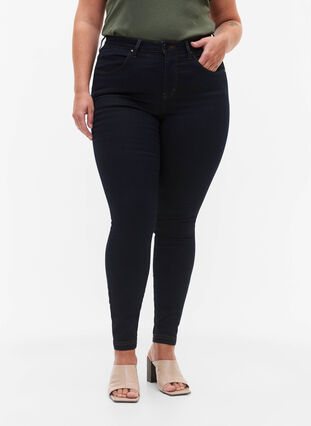 Super waskie jeansy Amy z wysokim stanem, Tobacco Un, Model image number 2